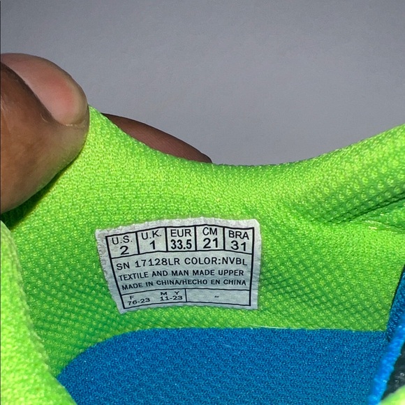 Skechers Blue and Neon Green Kids' Shoes - Picture 8 of 9